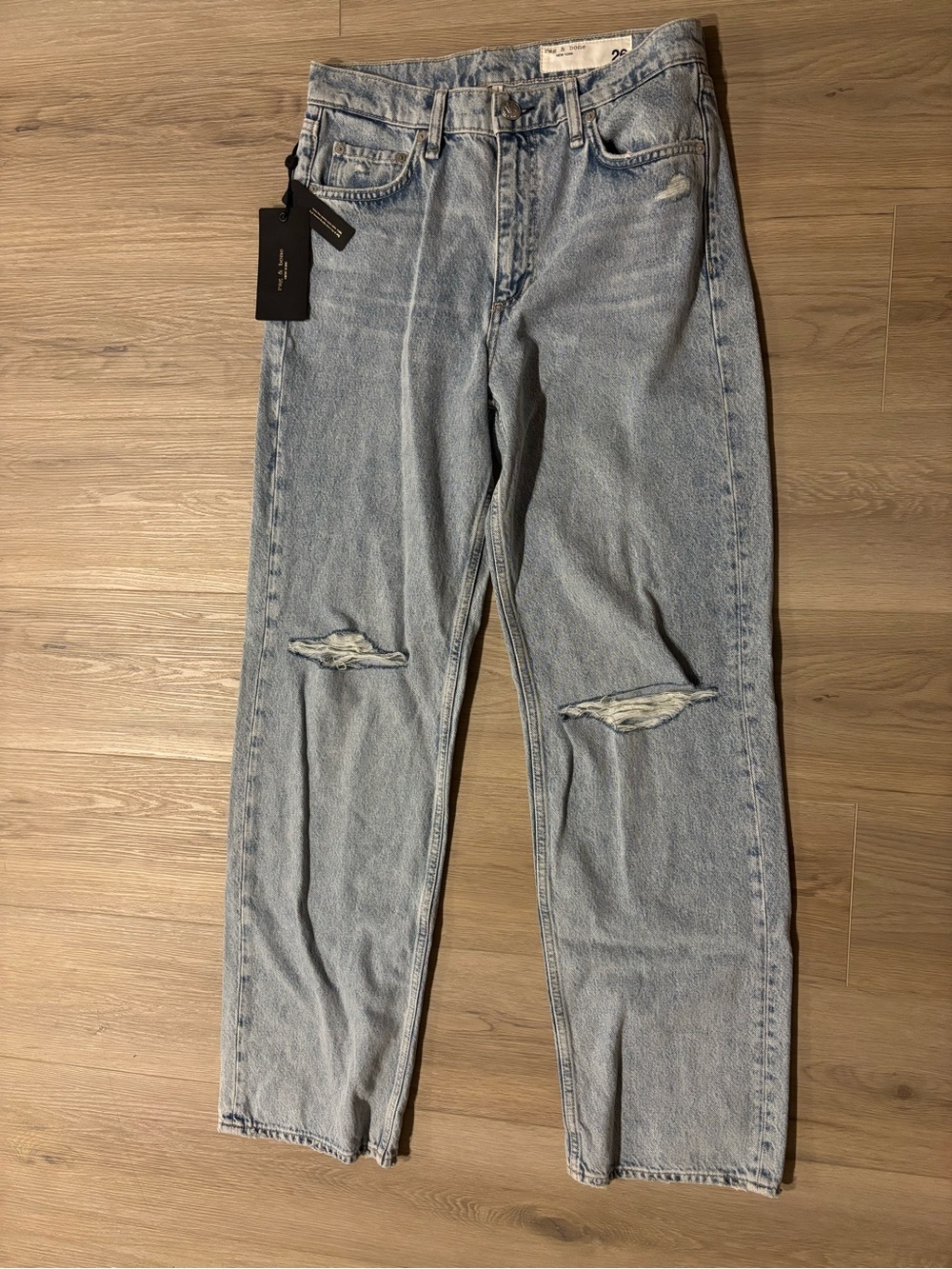 rag & bone Jeans Light Wash High- Rise Relaxed Straight Jeans MSRP $298 - Picture 2 of 8